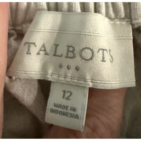 Talbots Womens Linen-Blend Capri Pants Size 12 Beige Pockets Beachy Lightweight - Picture 5 of 6